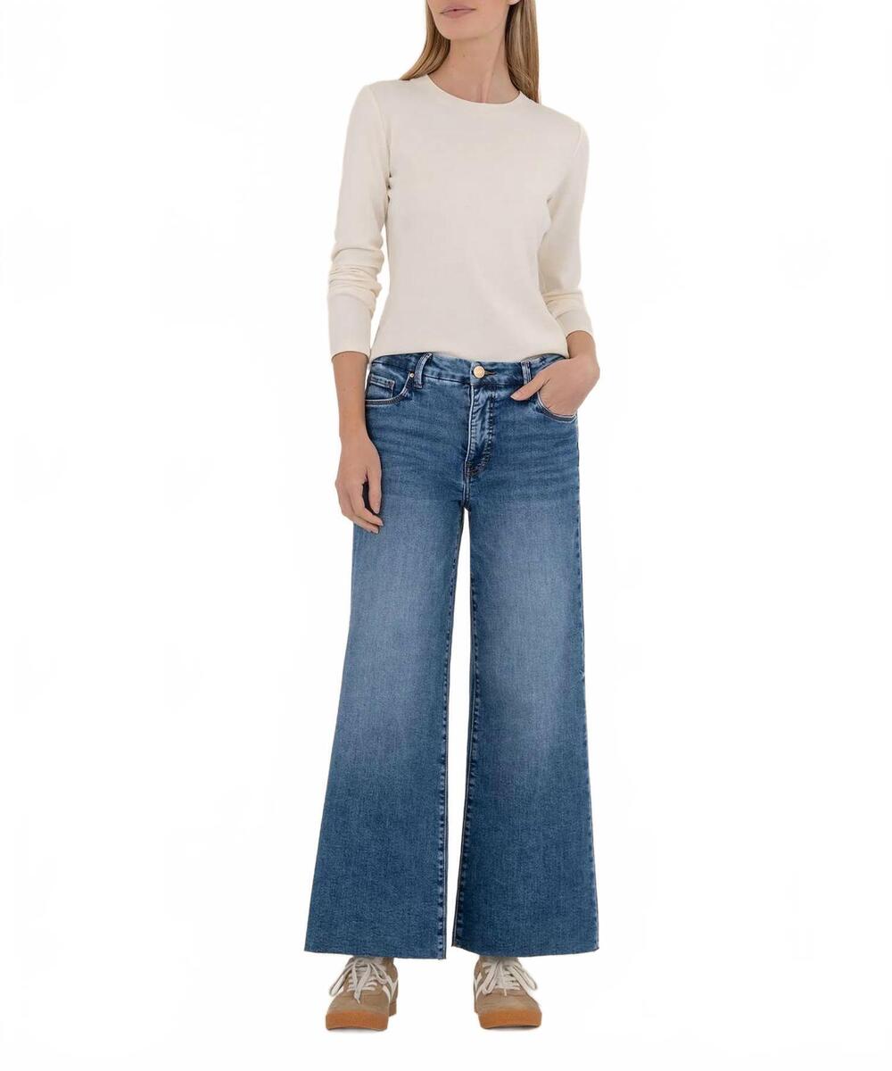 NEW KUT FROM THE KLOTH meg high rise wide leg jeans in toughness wash